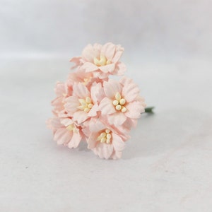 10 20mm blush paper cherry blossoms, 2 cm paper flowers