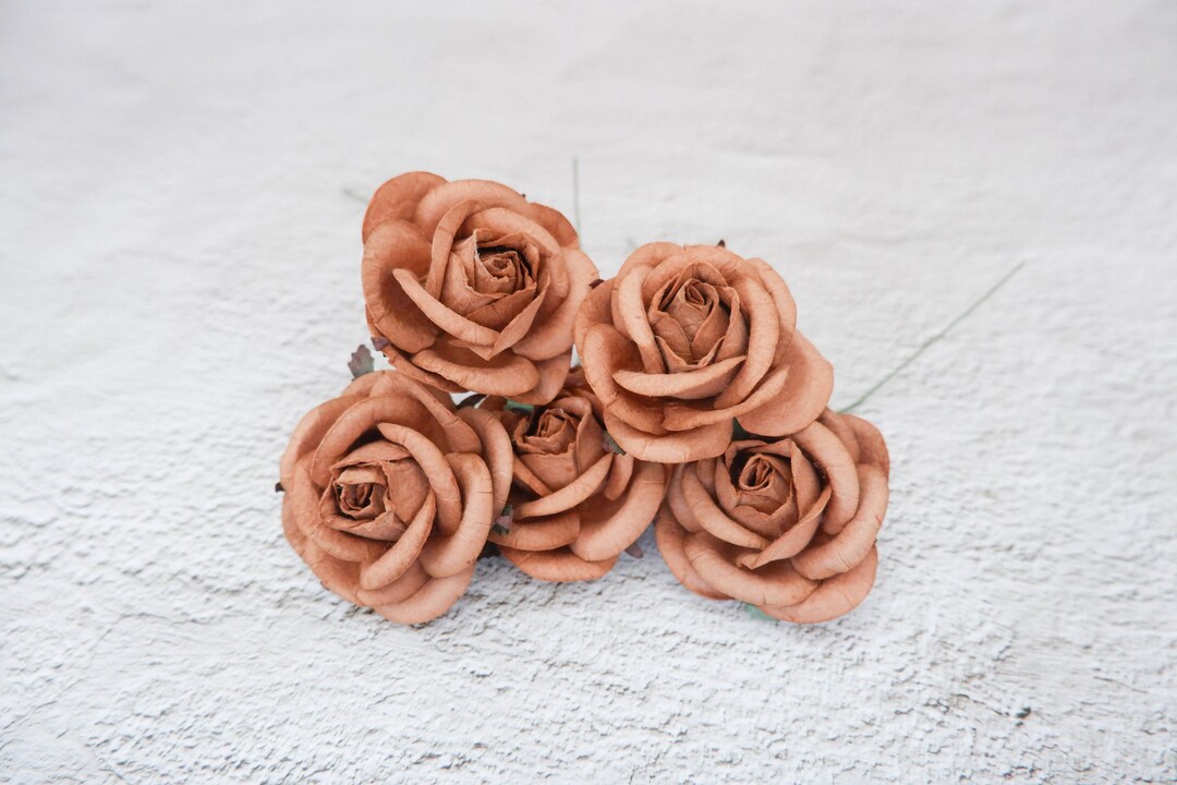 5 50mm/2 Inches Paper Roses, Brown Paper Roses With Wire Stems - Etsy