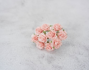2 cm paper roses, 20mm blush flowers (design C)
