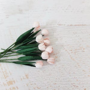 Mulberry paper blush tulips, mini pink paper flowers