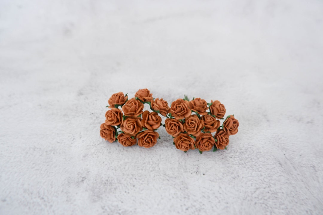 20 Brown Paper Roses (15mm): Mini Mulberry Flowers - Etsy