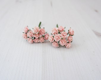 20 10mm light pink paper roses, 1 cm light pink roses