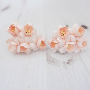 10 1&quot; blush paper cherry blossoms, 25mm paper flowers, 2.5 cm
