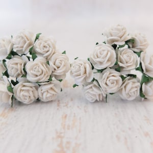 20 rose di carta bianche (15 mm), fiori di carta da 1,5 cm