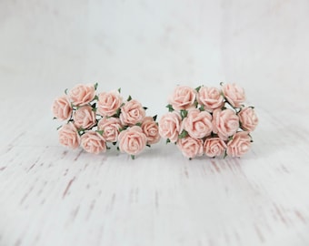 20 10mm blush paper roses, pink paper flowers, paper pink rose