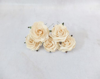 5 50mm/2 inches cream ivory paper roses, paper flowers