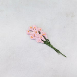 10 mini pink paper calla lily, pink paper flowers -mulberry paper flowers