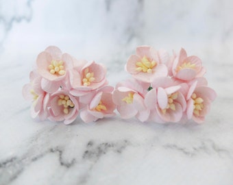 10 1" light pink paper cherry blossom, 25mm paper flowers, 2.5 cm mulberry paper cherry blossom