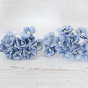Fiori di carta, 20 20 mm ortensia di carta blu, 2 cm fiore di carta blu, 1,5 cm ortensia di carta