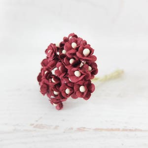 25 fiori di carta bordeaux da 10 mm, margherite di carta a doppio strato da 1 cm