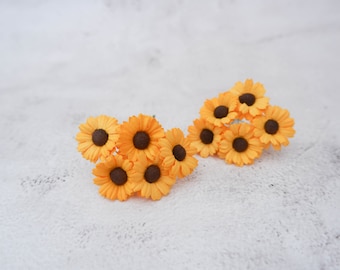 28mm paper sunflowers with wire stems NO GREEN LEAVES, 2.8 cm paper flowers