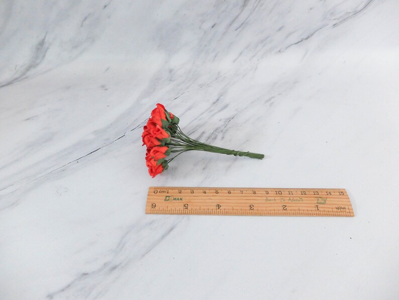 25 10mm red paper rose buds mini roses 1 cm paper flowers