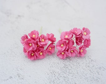 20, 20mm hot pink paper hydrangea, 2 cm flowers