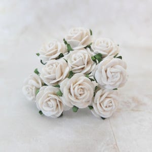 Rose di carta bianca da 2 cm, 10 rose di carta bianca da 20 mm, fiori di carta bianca, rose