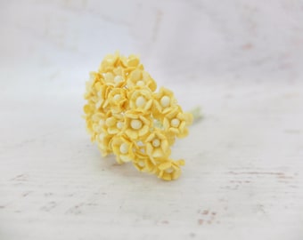 25 10 mm gula pappersblommor i dubbla lager, 1 cm