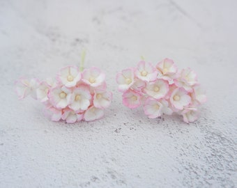 20, 20mm white pink tip paper hydrangea, 2 cm flowers