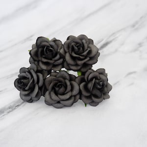Black paper roses, 5 4.5 cm black paper rose, 45mm (Design B)