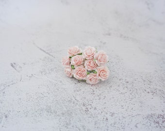 100 20mm light pink paper rose, paper flowers