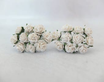 20 10mm white roses, 1 cm white paper flowers
