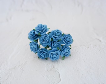 20mm blue mulberry roses, 2 cm paper flowers