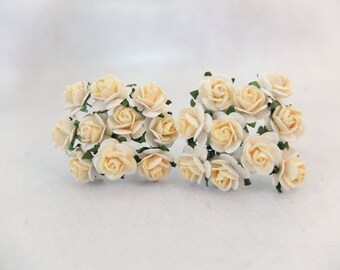 20 cream two tones colors roses (15mm), 1.5 cm flowers