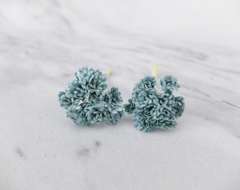 20 10mm teal paper gypsophila, 1 cm green paper flowers, paper baby's breath