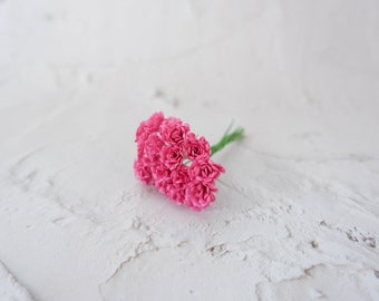 20 10mm hot pink gypsophila, 1 cm mini paper flowers, baby's breath