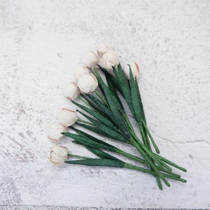 Maulbeerbaumpapier Tulpen, Mini Papierblumen (1 cm Blumenkopf)