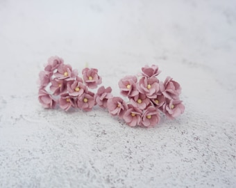 20 20mm dusty pink paper hydrangea, 2 cm paper flowers