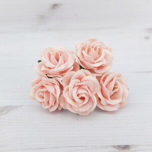 Peach Blush Papierrosen (5) - 35 mm Maulbeerpapierblumen