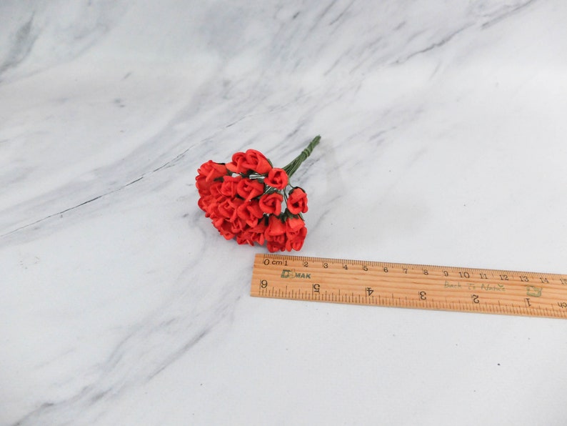 25 10mm red paper rose buds mini roses 1 cm paper flowers