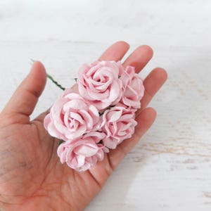 Pink Roses, 5 35mm Soft Pink Paper Roses, Pink Paper Flowers - Etsy