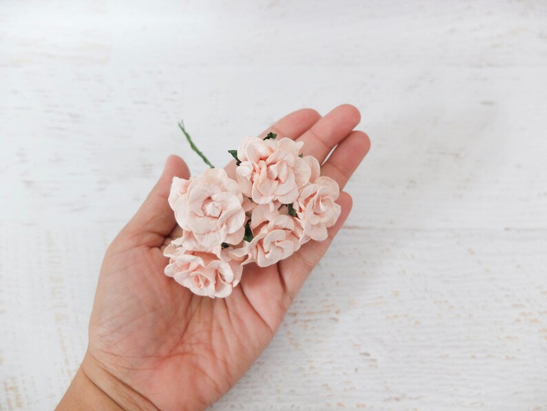 Light blush paper flowers 5 30mm mulberry paper gardenia Etsy