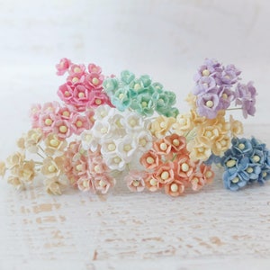 100 flowers, 1 cm paper assorted colors paper flowers set, 10mm mixed colors mulberry paper double layers daisies