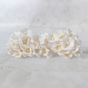 20 ortensie di carta bianca da 20 mm, fiori di carta bianca da 2 cm, mini ortensie, ortensie di carta bianca