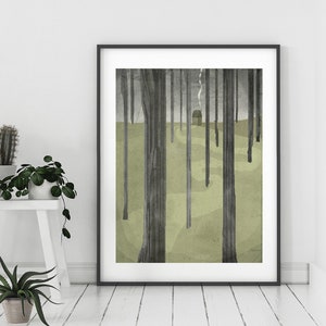 Tirage d&#39;une illustration originale Déco murale Maison dans les bois Tirage d&#39;art chambre d&#39;enfant NUIT 3