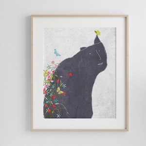Wall Art  Print of an original illustration Kids bedroom decor Cat