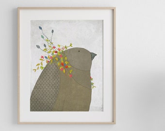 Wall Art Print Bird Illustration for Kids Bedroom Custom Sizes art