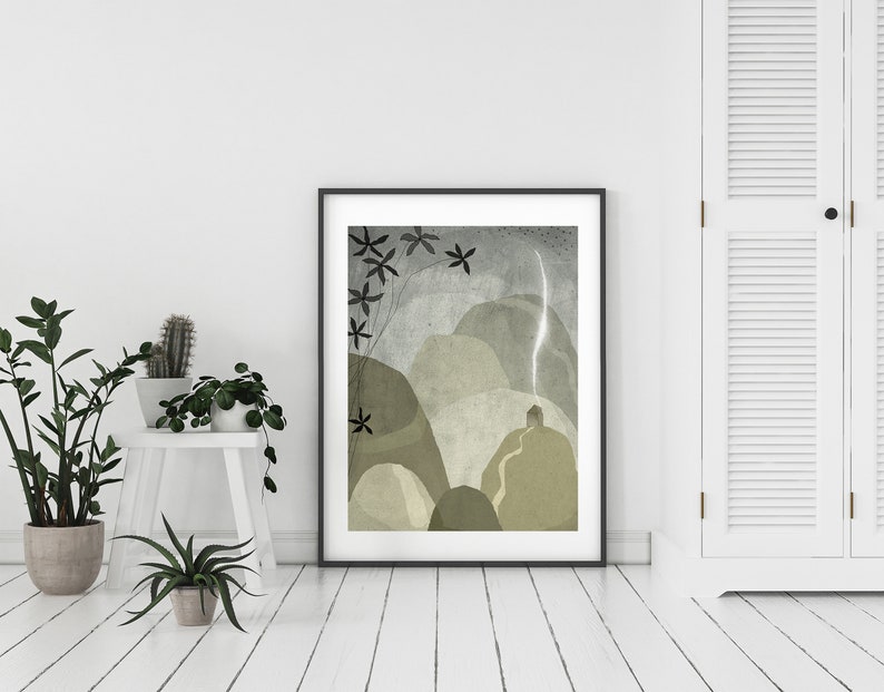 Set of 3 art prints Home Wall Art Decor Illustration Sage and Grey image 6