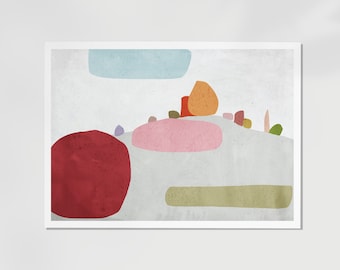 Modern Abstract Landscape, Kids Wall Art, Pastel Print of an original illustration by Aliette,  Children room decor