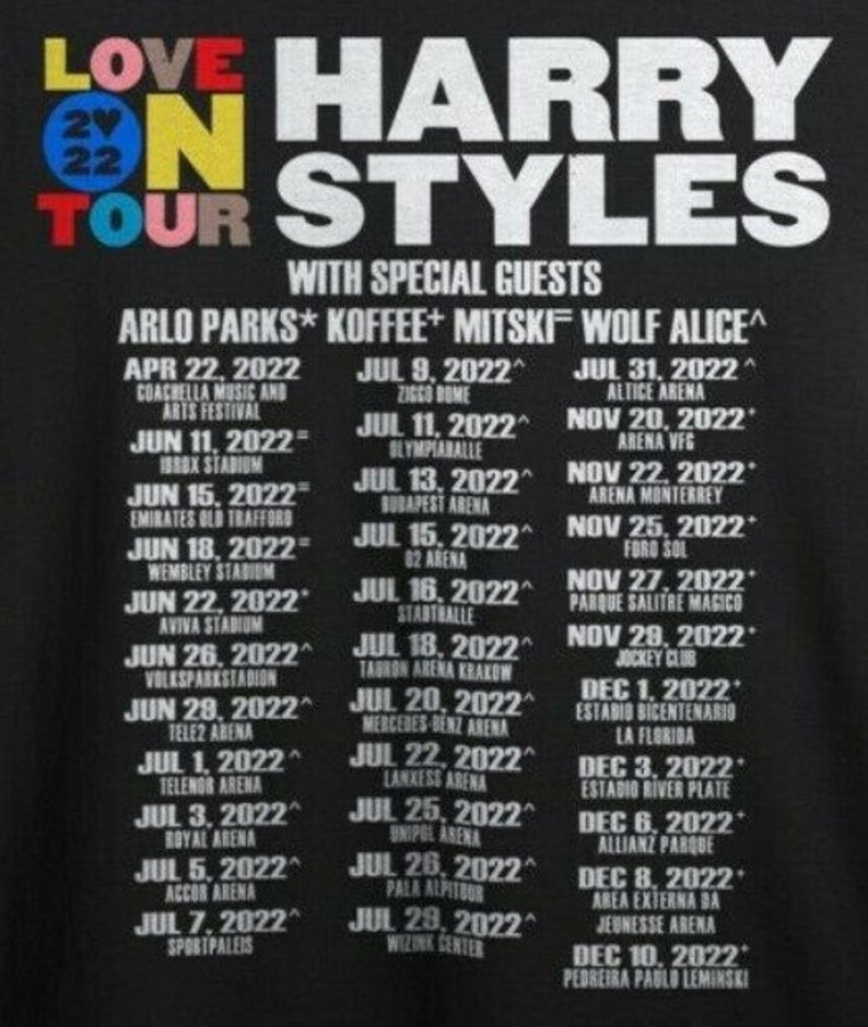 Harry Styles Love on Tour 2022 Tshirt 2 Sided New Merch Love Etsy