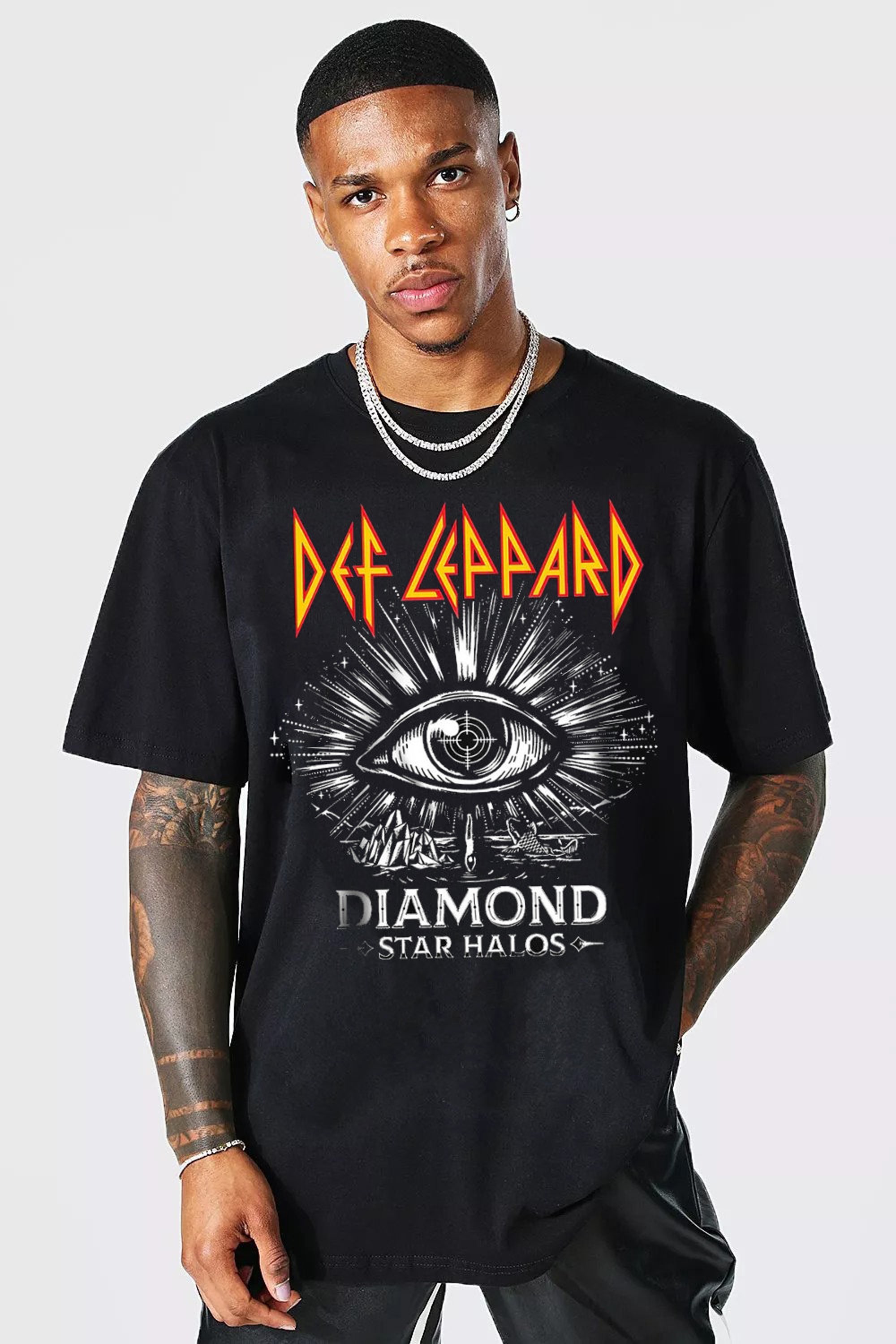 Discover Def Leppard T-Shirt, Def Leppard Diamond Star Halos T-Shirt, Def Leppard Music Tour 2022 T-Shirt