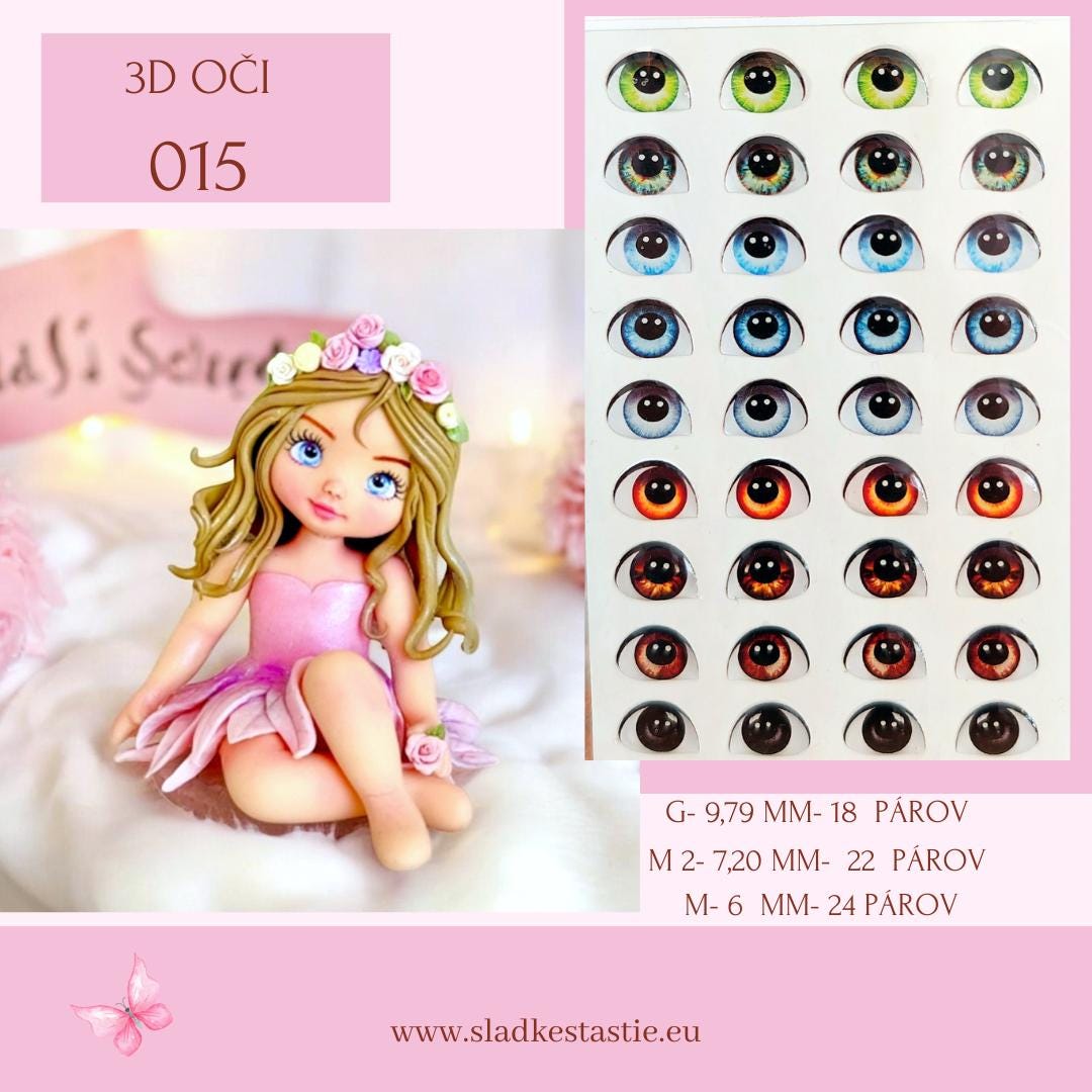 3D Resin Eyes For Crafts – 12 Pairs, Self-Adhesive, 9mm Wide, Realistic Doll & Toy Eyes