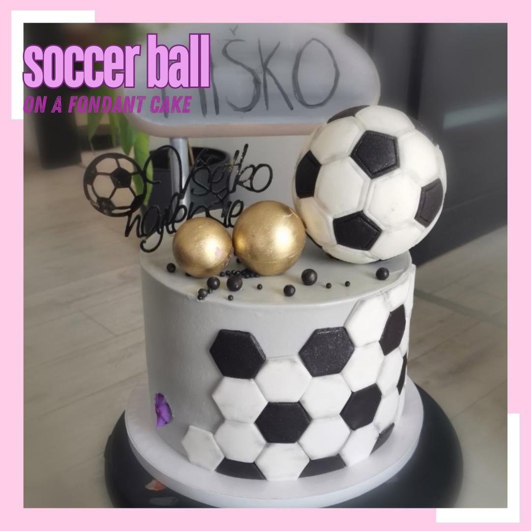Topper per torta a forma di pallone da calcio in pasta di zucchero, nome desiderato, diametro 20 cm, immagine di compleanno di un bambino, calcio, pallone da calcio - Italia