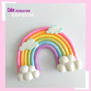 Second sweet decoration for a cake, party or birthday celebration, fondant figurine, fondant decoration, cake decoration, rainbow