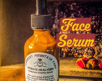 Hydrate-Firm-Heal Serum (hyaluronic rose-hip serum) 4 oz. bottle