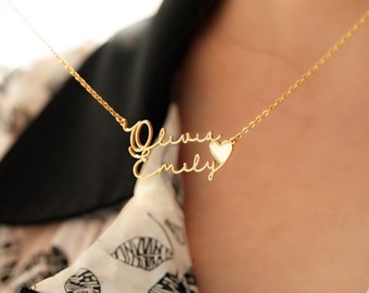 Personalized Stainless Steel Double Name Heart Necklace | Custom Wedding Jewelry