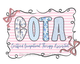 Preppy pink and blue COTA PNG instant download, Occupational therapist Shirt Sweatshirt design