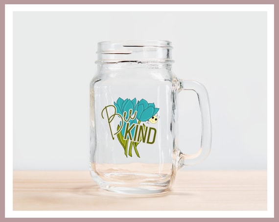 Bee Kind Glass Jar Mug
