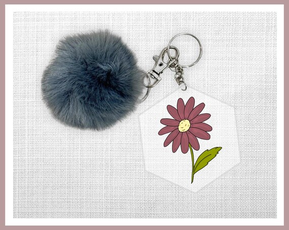 Burgundy Daisy Acrylic Keychain Set